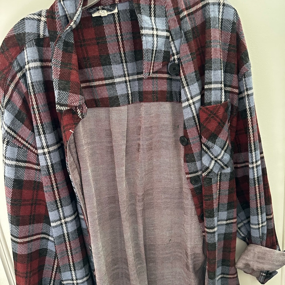 Maurices Red and Black Plaid Sweater